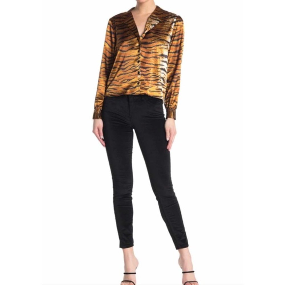 Blank NYC Black Stretch Velvet Skinny Jeans Women's Size 24 NEW Quiet Luxury
